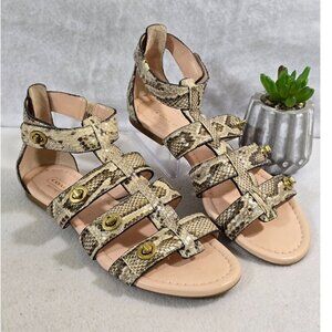 Coach Womens Beige Oleta‎ Snakeskin Gladiator Sandals Turnlock Strappy Size 6.5B